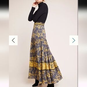 CAROLINA K TIERED ROMANTIC FLORAL MAXI SKIRT SIDE ZIPPER SIZE SMALL